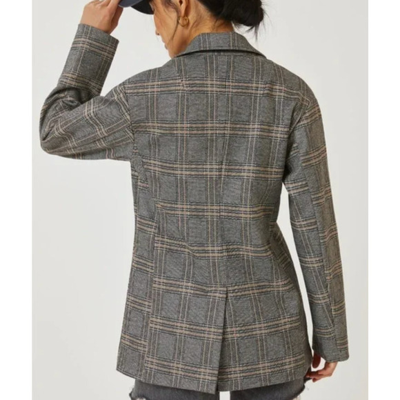Anthropologie Avec Les Filles Longline Plaid Black Blazer Size PL - Picture 9 of 13